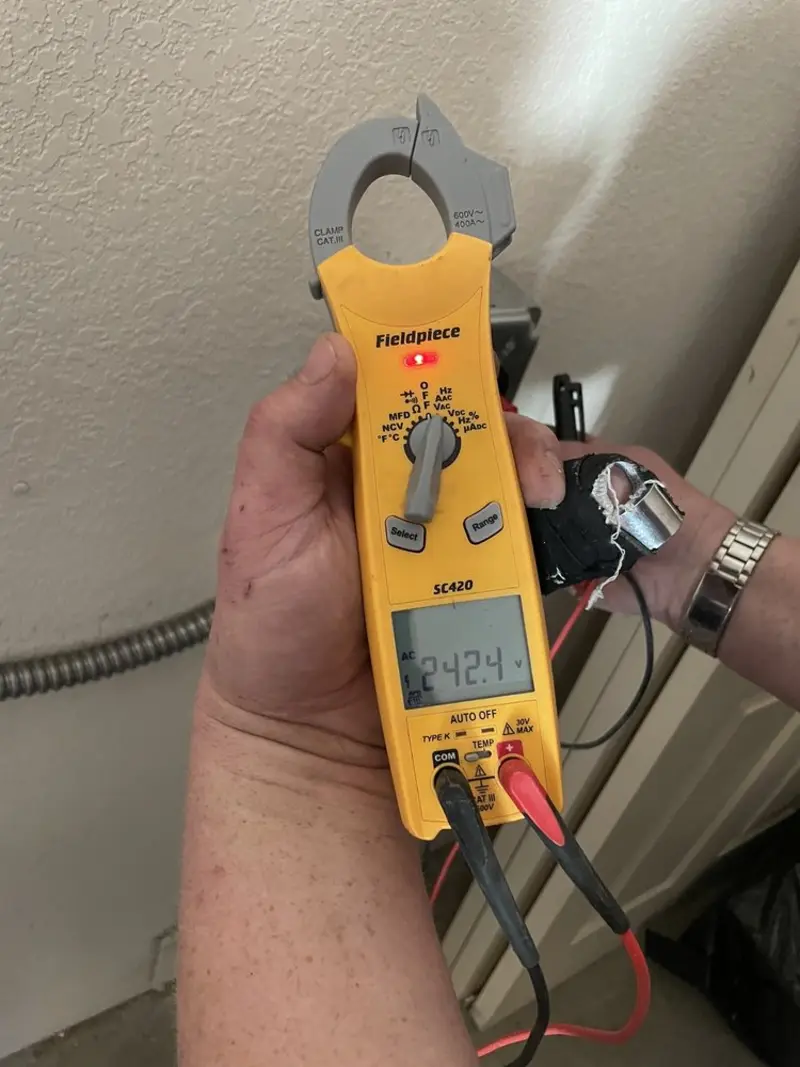 Voltage testing with clamp meter during Hot Tub / Pool Electrical Wiring in Rittman